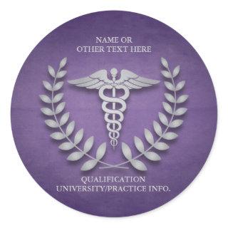 Medical School Caduceus and Laurel Wreath Classic Round Sticker