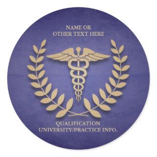 Medical School Caduceus and Laurel Wreath Classic Round Sticker