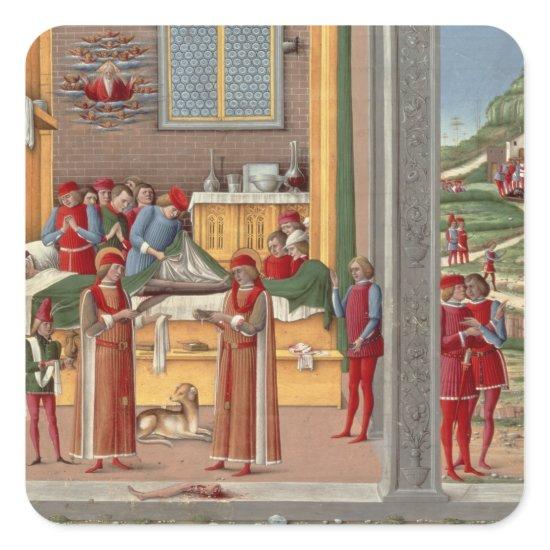 Medieval amputation scene square sticker