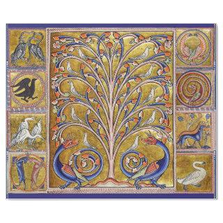 MEDIEVAL BESTIARY,BIRDS ON TREE OF LIFE,DRAGONS