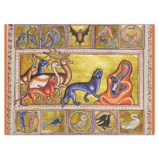 MEDIEVAL BESTIARY,DEERS,GOAT,CAMEL PANTHER,DRAGON TISSUE PAPER