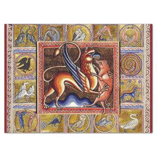 MEDIEVAL BESTIARY,GRYPHON AND WILD BOAR,ANIMALS TISSUE PAPER