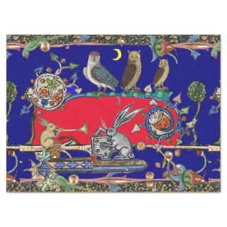 MEDIEVAL BESTIARY MAKING MUSIC Owls,Rabbits,Animal Tissue Paper