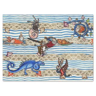 MEDIEVAL BESTIARY,SEA  MONSTERS FANTASY ANIMALS TISSUE PAPER