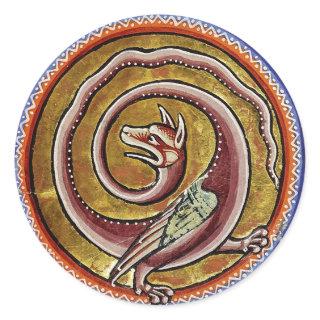 MEDIEVAL BESTIARY, SNAKE DRAGON CIRCLES  CLASSIC ROUND STICKER