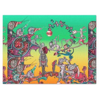 MEDIEVAL BESTIARY WAR, KNIGHTS,GIANT SNAILS Green Tissue Paper