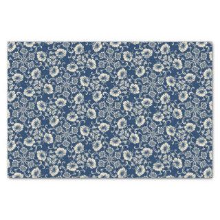 Medieval Blue Floral Design Tissue Paper