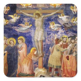 Medieval Good Friday Scene Square Sticker