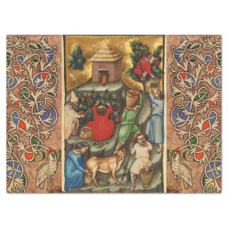 MEDIEVAL GRAPE VINEYARD HARVEST Antique Grapevine Tissue Paper