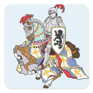 medieval knight on a horse square sticker