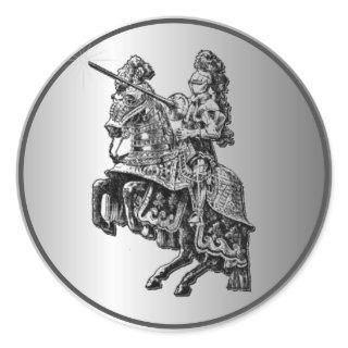Medieval Knights Silver Classic Round Sticker