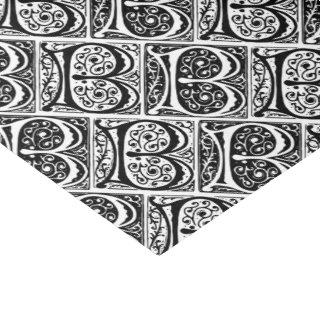 Medieval Manuscript Illuminated Letter B Monogram Tissue Paper
