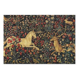Medieval Unicorn Midnight Floral Garden  Sheets