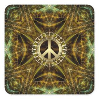 Medieval Visions Golden Peace Symbol Postcard Square Sticker
