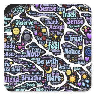 Meditation Body Inspirational Word Art   Square Sticker