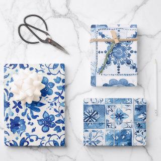 Mediterranean Blue & White Tiles 3  Sheets