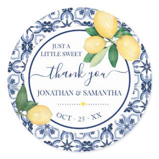 Mediterranean Lemons Bridal Shower Thank You Classic Round Sticker