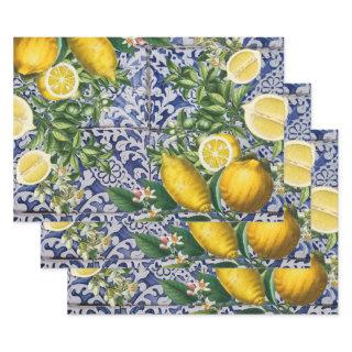 Mediterranean Lemons Summer Portuguese Tiles  Sheets