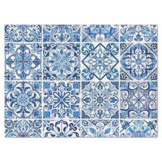 Mediterranean Tiles, Portugese, Azulejo, Majolica Tissue Paper