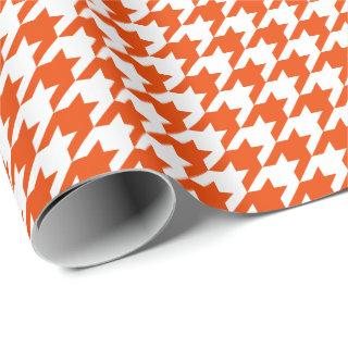 Medium Bright Orange and White Houndstooth