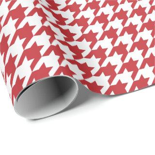 Medium Dark Red and White Houndstooth