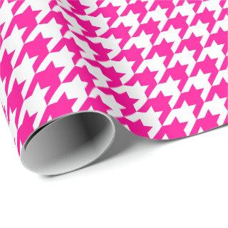 Medium Hot Pink and White Houndstooth