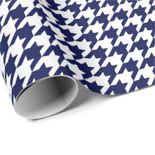 Medium Navy Blue and White Houndstooth