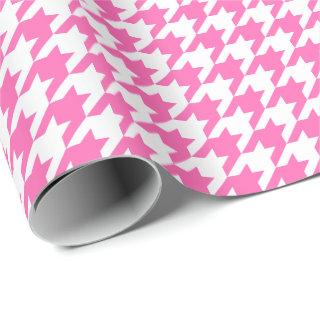 Medium Pink and White Houndstooth