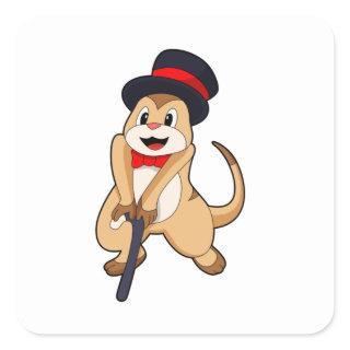 Meerkat as Pensioner with Walking stick Square Sticker