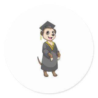 Meerkat as Student with Diploma Classic Round Sticker