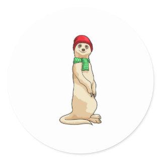 Meerkat with Hat and Scarf Classic Round Sticker