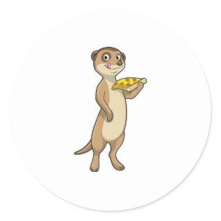 Meerkat with Pizza Classic Round Sticker