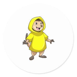 Meerkat with Raincoat Classic Round Sticker