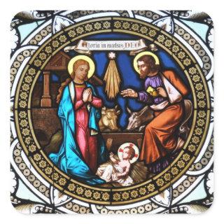 Mehrerau Collegiumskapelle Chapel Window Nativity Square Sticker
