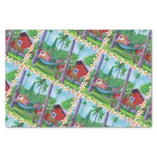 Mele Kalikimaka Santa on Vacation in Hawaii Tissue Paper