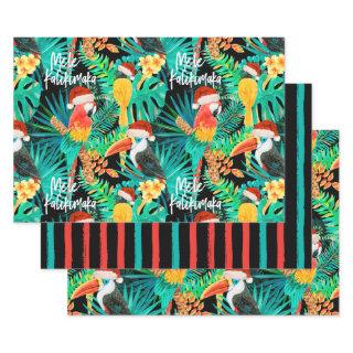 Mele Kalikimaka Tropical Jungle Birds and Stripes   Sheets