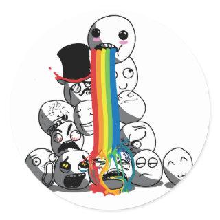 Meme faces rainbow badge classic round sticker