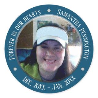 Memorial Forever in Our Hearts Photo Classic Round Sticker