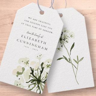 Memorial Watercolor Botanicals Floral Elegant Chic Gift Tags