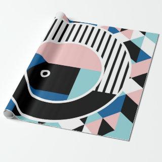 Memphis abstract poster design. Face geometric mak