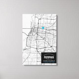 Memphis, Tennessee City Map + Mark Your Location Canvas Print