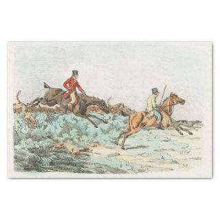 Men Clearing Hurdle During a Hunting from Sporting Tissue Paper