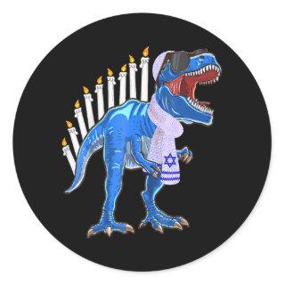 Menorasaurus Rex Funny T Rex Dinosaur Hanukkah Classic Round Sticker
