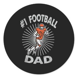 Mens 1 Football Dad for Fathers Day Football Classic Round Sticker