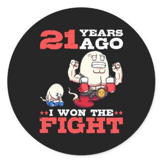 Mens 21 years ago I won the fight 21st birthday Classic Round Sticker