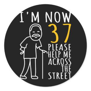 Mens 37th Birthday For Him I'm Now 37 Years Old Classic Round Sticker