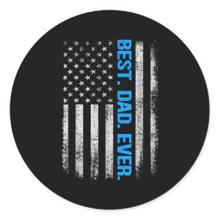 Mens Best Dad Ever American Flag Vintage Father's Classic Round Sticker