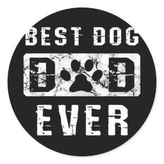 Mens Best Dog Dad Ever American Patriotic Puppy Classic Round Sticker