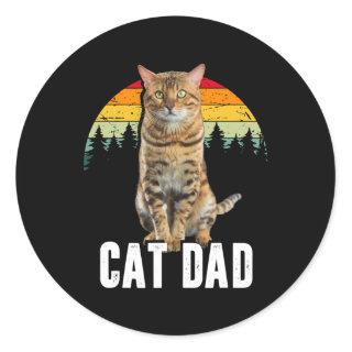 Mens Cat Dad Bengal Cat Cute Kitten Lover Cats Classic Round Sticker