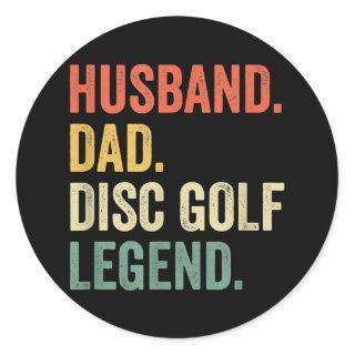 Mens Disk Golf Funny Husband Dad Legend Vintage Classic Round Sticker